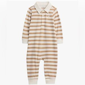 GAP Beige & White Striped Polo Footie